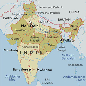 Landkarte von Indien.